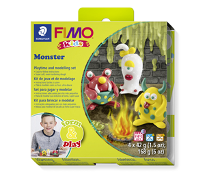 Hobbyartikler - Staedtler Set Mod. clay Fimo kids F&P Monster - 8034 11 LZ