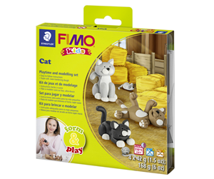 Hobbyartikler - Staedtler Set Mod. clay Fimo kids F&P Cat - 8034 16 LZ