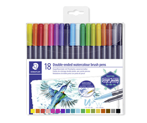 Skrive- & Tegneverktøy - Staedtler Double-ended watercol. brush  18pcs - 3001 TB18