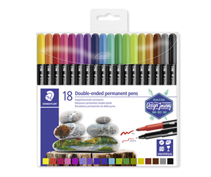 Skrive- & Tegneverktøy - Staedtler Double-ended perm. pens 18 pcs - 3187 TB18