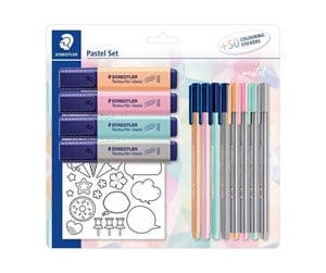 Hobbyartikler - Staedtler Pastel set with 4 textsurfer classic 4 Triplus fineliners 4 Triplus color markers and stickers for coloring - 61 SBK1 PA