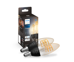 Smarthus - Philips Hue White Ambiance E14 Filament Candle 2-Pack - 929003145202