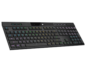 Tastatur - Corsair K100 Air Wireless RGB - MX Ultra Low Profile Tactile - US - Gamingtastatur - Amerikansk Engelsk - Svart - CH-913A01U-NA