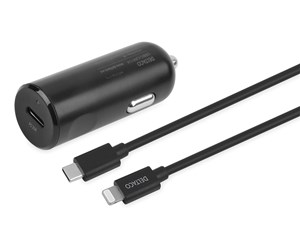 Mobil - Adaptere og ladere - Deltaco USB car charger - 1x USB-C PD 20 W - 1 m Lightning cable - Black - USBC-CAR124