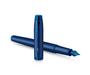 Skrive- & Tegneverktøy - Parker IM Monochrome Fountain Pen | Blue Finish and Trims | Fine Nib | Blue Ink | Gift Box - 2172963