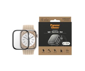 Smartklokke - Tilbehør - PanzerGlass Skjermbeskyttelse for Apple Watch Serie 9, 8 og 7, 45 mm, svart - PANZER3664