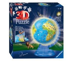 Puslespill - Ravensburger Light Up Children's World Map 3D Puzzle 180pc 3D Puslespill - 112883