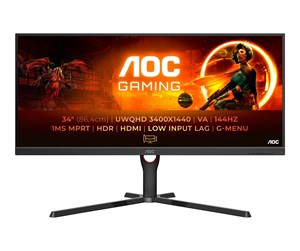 Skjerm - 34" AOC Gaming U34G3XM - 3440x1440 - 144Hz - VA - HDR10 - U34G3XM/EU