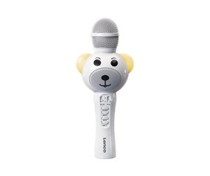 Bærbare festhøyttalere - Lenco BMC-060WH - Karaoke microphone with Bluetooth® SD slot lights Aux out- White - BMC-060WH