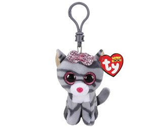 Dukker, Bamser & Utstyr - Ty Beanie Boo Clips - Kiki Grey Striped Cat 7cm - 2005116