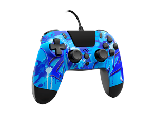 Spill - Tilbehør - Gioteck PS4 VX-4 WIRED CONTROLLER BLUE LIGHTNING - Controller - Sony PlayStation 4 - VX4PS4-07-MU