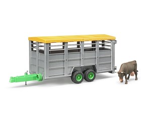 Leketøysbil - Bruder Livestock trailer with 1 cow - BR2227