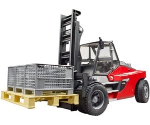 Leketøysbil - Bruder Linde HT160 Fork Lift with pallet and 3 pallet cages - BR2513