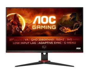 Skjerm - 27" AOC Q27G2E - 2560x1440 (QHD) - 155Hz - VA - Q27G2E/BK