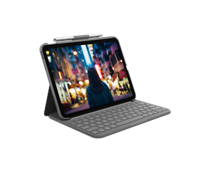 Tastatur - Logitech Slim Folio - keyboard and folio case - ND - oxford grey - Tastatur & Foliosett - Nordisk - Grå - 920-011428