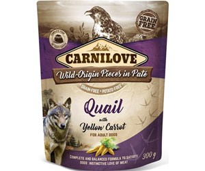 Hund - Carnilove Pouch Pate Quail with Yellow Carrot 300g - CH270030