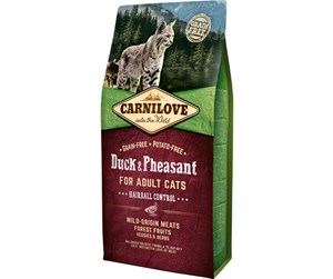 Katt - Carnilove Duck & Pheasant for Adult Cats – Hairball Control 6 kg - CK030600