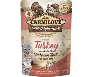 Katt - Carnilove cat pouch rich in Turkey enriched w/Valerian 85g - CK2000085