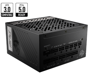 Strømforsyning (PSU) - MSI MPG A850G PCIE5 Strømforsyning (PSU) - 850 Watt - 135 mm - ATX - 80 Plus Gold sertifisert - MPG A850G PCIE5