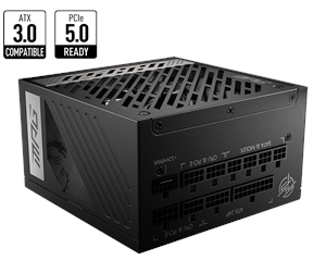 Strømforsyning (PSU) - MSI MPG A1000G PCIE5 Strømforsyning (PSU) - 1000 Watt - 135 mm - ATX - 80 Plus Gold sertifisert - MPG A1000G PCIE5