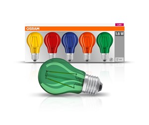 LED-lyspære - Osram LED-lyspære Décor Standard 2.5W/827 box with 5 colors E27 - 4058075058460