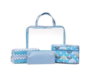 Annen personlig pleie - Studio 4-part cosmetic bag set in blue and transpa - 10766-13