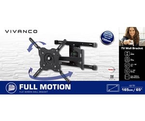 Veggmontering, AV-braketter & AV-møbler - Vivanco Full Motion Bracket VESA 400 45kg Black 45 kg 65" From 100 x 100 mm - 38004