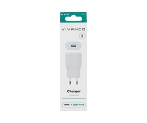 Mobil - Adaptere og ladere - Vivanco 1xUSB Ultra Slim Home Charger 1A White - 38348