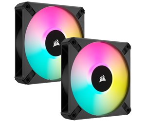 Kabinettvifte - Corsair iCUE AF140 RGB ELITE - Black - 2-pack - Kabinettvifte - 140mm - Svart med RGB LED-lys - 34 dBA - CO-9050156-WW