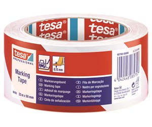 Tape & Lim - tesa Floor Marking Tape 33m x 50m Red-White - 60760-00088-15