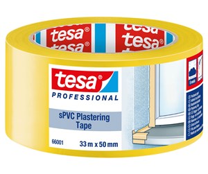 Tape & Lim - tesa Masking sPVC Plastering Tape 33m x 50mm Yellow - 66001-00001-00