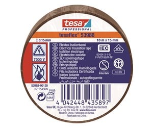 Tape & Lim - tesa flex Insulating tape IEC 10m x 15mm brown - 53988-00120-00