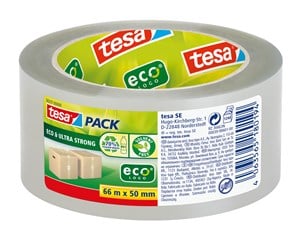 Tape & Lim - tesa pack eco & Ultra Strong Packaging Tape ecoLogo 66m x 50mm Transparent - 58297-00000-00