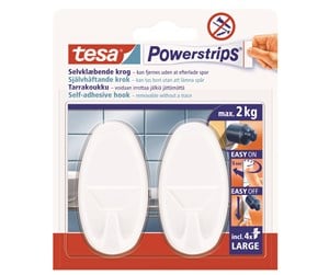 Baderomstilbehør - tesa Powerstrips Hooks Large Oval self-adhesive White - 58013-00045-20