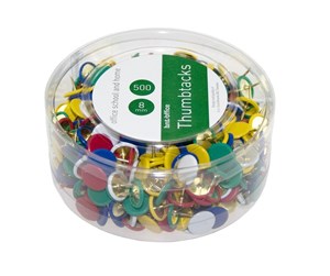 Skrivebordstilbehør - b.n.t/office thumbtacks - 8 mm head diameter - assorted colours - pack of 500 - 746450