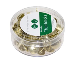 Skrivebordstilbehør - b.n.t/office Thumbtacks - 8 mm head diameter - gold - pack of 100 - 746500