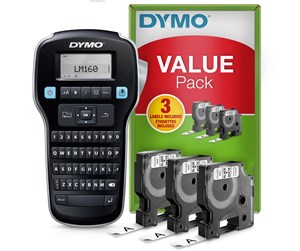 Etikettskriver - DYMO LabelManager 160 etikettmaskin-startsett | med 3 ruller Dymo D1 etiketttape - 2181011