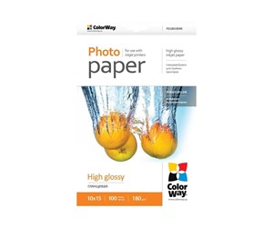 Papir, Fotopapir & Etiketter - ColorWay - paper - glossy - 100 sheet(s) - 100 x 150 mm - 180 g/m² - PG1801004R