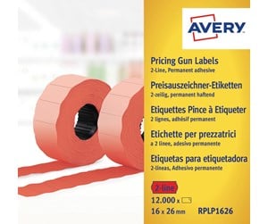 Papir, Fotopapir & Etiketter - Avery Røde permanente prisetiketter , Røde, 26 x 16 mm, Permanent - RPLP1626