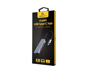 USB-hub - Gembird Cablexpert - hub - 4-port USB type-C - 4 ports USB-hub - 4 porter - Grå - UHB-CM-U3P1U2P3-01