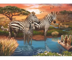 Puslespill - Ravensburger Zebra’s at waterhole - 17376