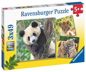 Puslespill - Ravensburger Panda, Lion And Tiger 3x49p - 05666