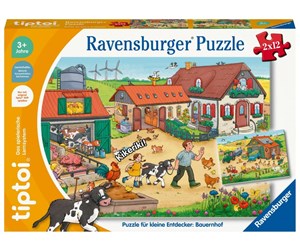 Puslespill - Ravensburger tiptoi: Puzzle für Kleine Entdecker: Bauernhof 2x12pcs (DE) - 00136