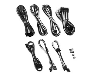 Strømkabel (intern) - CableMod C-Series Pro ModMesh 12VHPWR Cable Kit for Corsair RM RMi RMx (Black Label) - Black and White - CM-PCSR-16P3KIT-NKKW-R