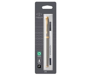 Skrive- & Tegneverktøy - Parker IM Rollerball Pen | Brushed Metal | Fine Point Black Ink | Blister Pack - 1975542