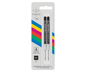 Skoleutstyr - Parker Ballpoint Pen Refills | Medium Point | Black QUINKflow Ink | 2 Count - 2166543