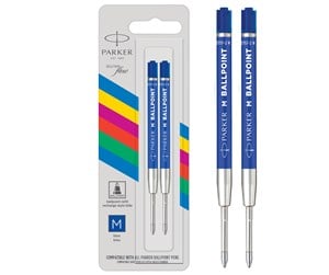 Skoleutstyr - Parker Ballpoint Pen Refills | Medium Tip | Blue QUINKflow Ink | 2 Count - 2166544