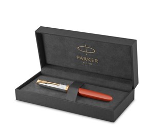 Skrive- & Tegneverktøy - Parker 51  Premium Fountain Pen | Premium Collection | Rage Red | Fine Nib | Blue/Black Ink | Gift box - 2169071