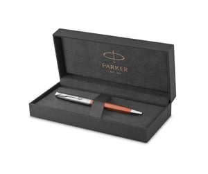 Skrive- & Tegneverktøy - Parker Sonnet Essentials Ballpoint Pen Metal and Orange Lacquer with Palladium Trim Medium Point Black Ink Gift Box - 2169361