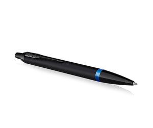 Skrive- & Tegneverktøy - Parker IM Vibrant Rings Ballpoint Pen | Satin Black Lacquer with Marine Blue Accents | Medium Point with Blue Ink Refill | Gift Box - 2172941